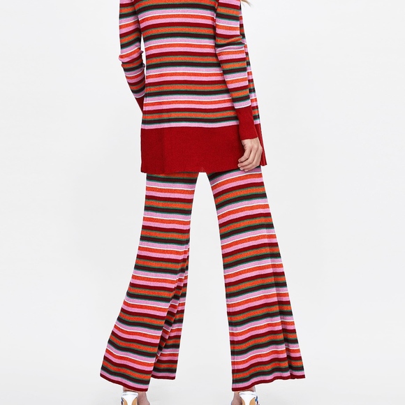 Zara Pants - NWT ZARA Striped Pants w/Metallic Thread SZ M